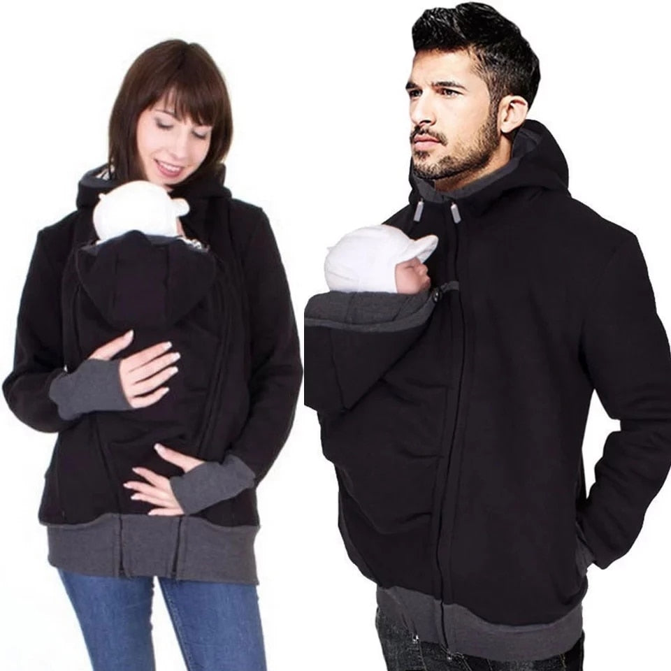 Winter Maternity Clothes Fashion Daddy Baby Carrier Jacket Kangaroo Warm Maternity Hoodies Men Outerwear Coat For Pregnant Woman - DreamWeaversStore