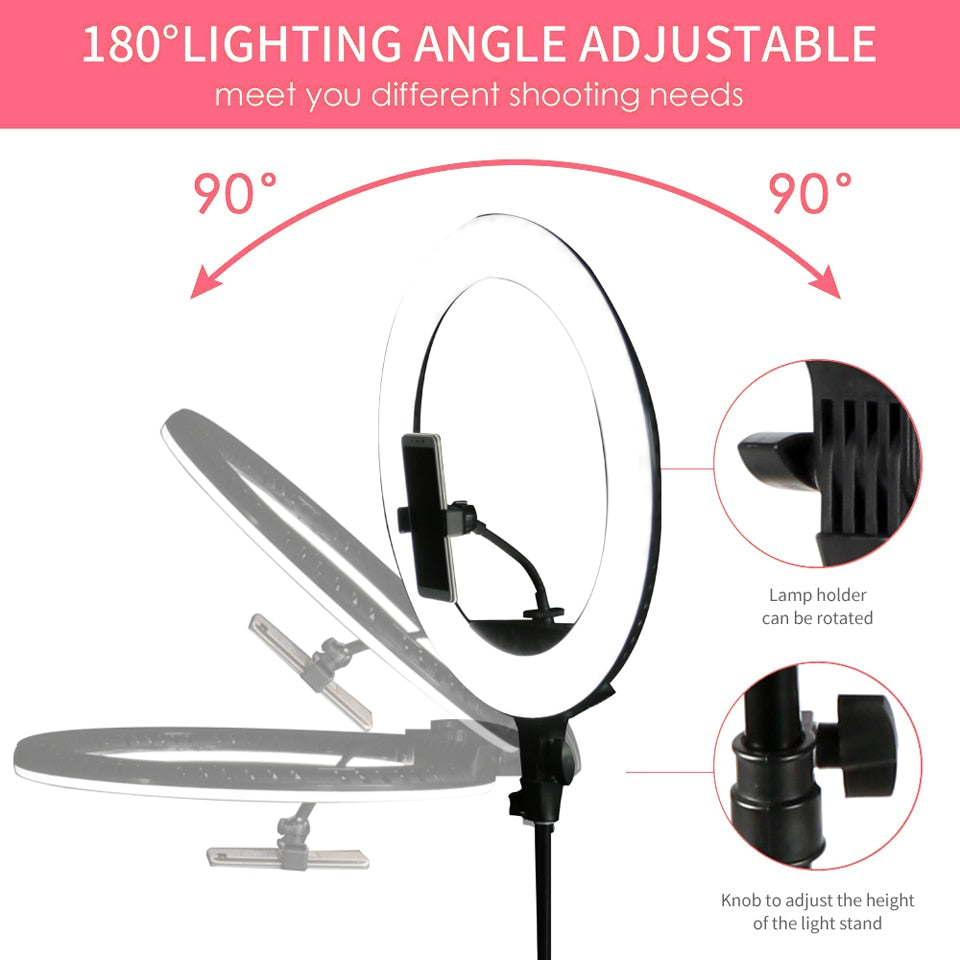 WalkingWay 18 inch Selfie Ring Lamp Photography Lighting LED Ring Light with Tripod Stand Bracket for Photo Studio/Youtube/Video - DreamWeaversStore