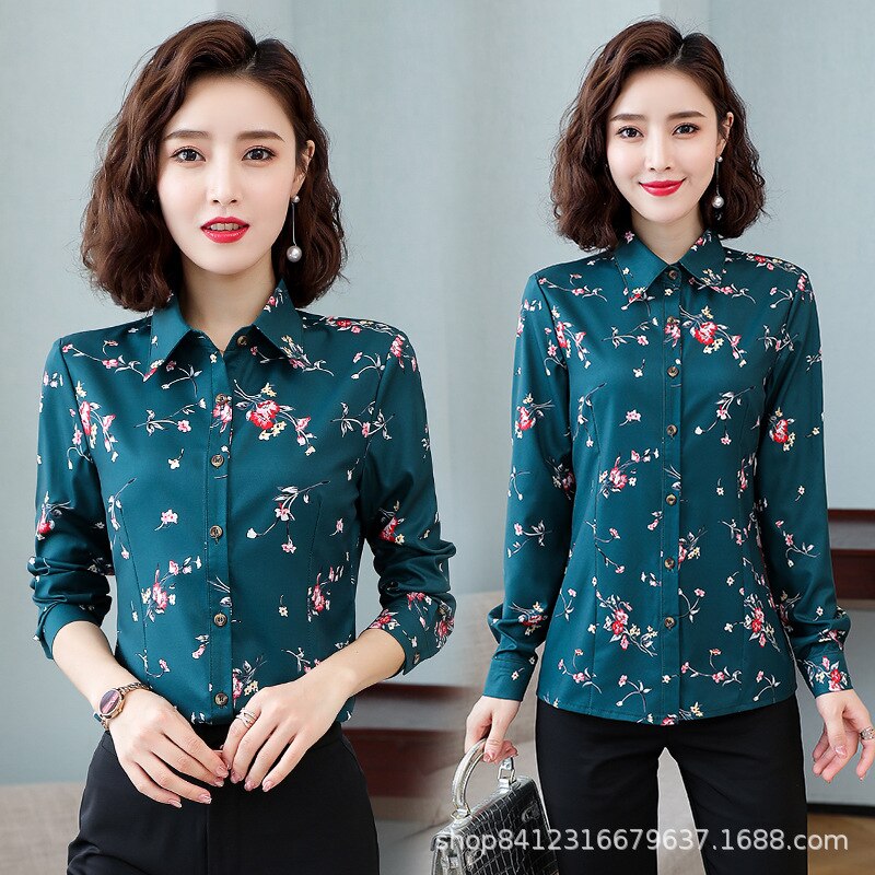 Spring/Autumn Korean Fashion Chiffon Women Shirts Office Lady Turn-down Collar Long Sleeve Blouse Black Ladies Tops - DreamWeaversStore