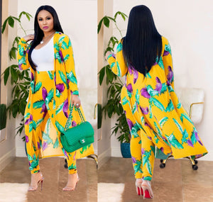 2 Piece Outfits for Women Printed Long Sleeves Coat and Full Length Pants Plus Size Two Piece Set - DreamWeaversStore