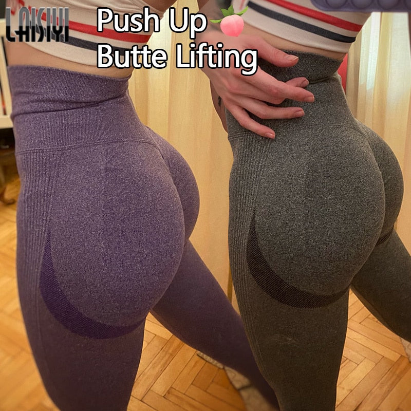 Leggings Women Bubble Butt Leggins Push Up Polyester Slim Sports Pants Booty Seamless Legging for Fitness Workout Gym Clothing - DreamWeaversStore