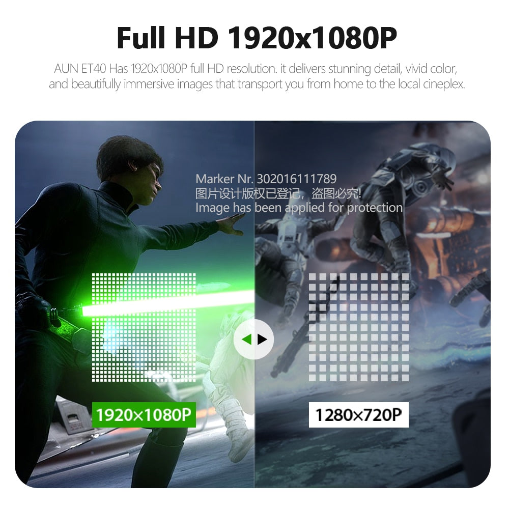 AUN Projector Full HD 1080p ET40 Android 9 Beamer LED Mini Projector 4k Decoding Video Projector for Home Theater Cinema Mobile - DreamWeaversStore