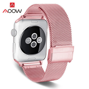 Milanese Loop Strap for Apple Watch 4 5 40mm 44mm 38mm 42mm Stainless Steel Rose Pink Metal Bracelet Band Belt for iWatch 1 2 3 - DreamWeaversStore