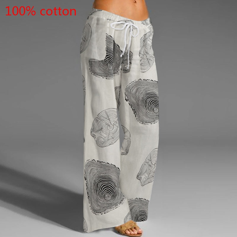 2021 Celmia Oversized Women Vintage Wide Leg Pants Autumn Linen Palazzo Fashion Long Trouser Casual Elastic Waist Solid Pantalon - DreamWeaversStore