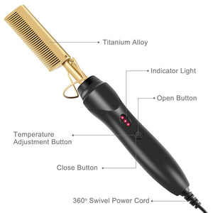 Multifunction Hair Straightener Flat Irons Wet Dry Dual Use Brush Comb Electric Heating Hair Straight Styler Curling Hair Comb - DreamWeaversStore