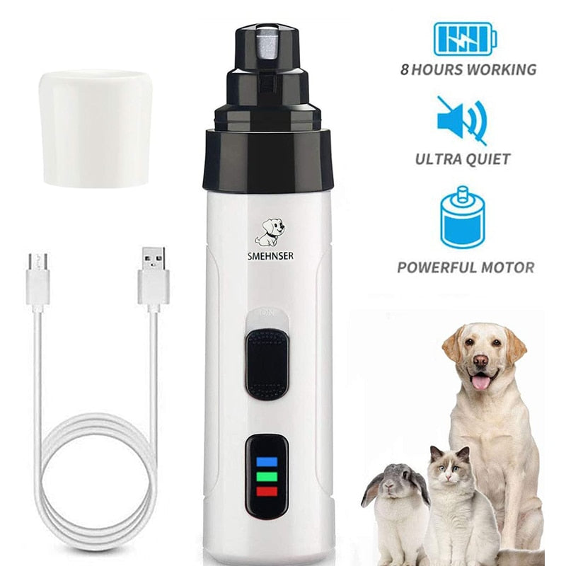 Electric Dog Nail Clippers for Dog Nail Grinders Rechargeable USB Charging Pet Quiet Cat Paws Nail Grooming Trimmer Tools - DreamWeaversStore