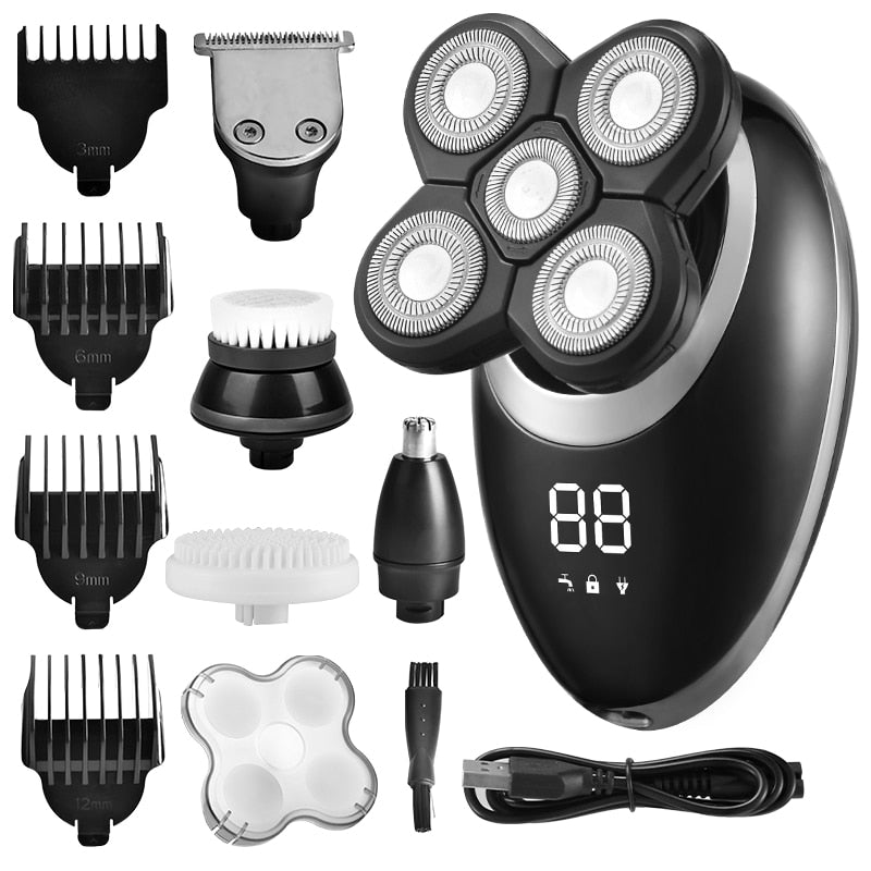 Electric Shaver For Men Beard Hair Trimmer Electric Razor 5D Floating Five Blade Heads Electric Nose Hair Trimmer LCD Display - DreamWeaversStore