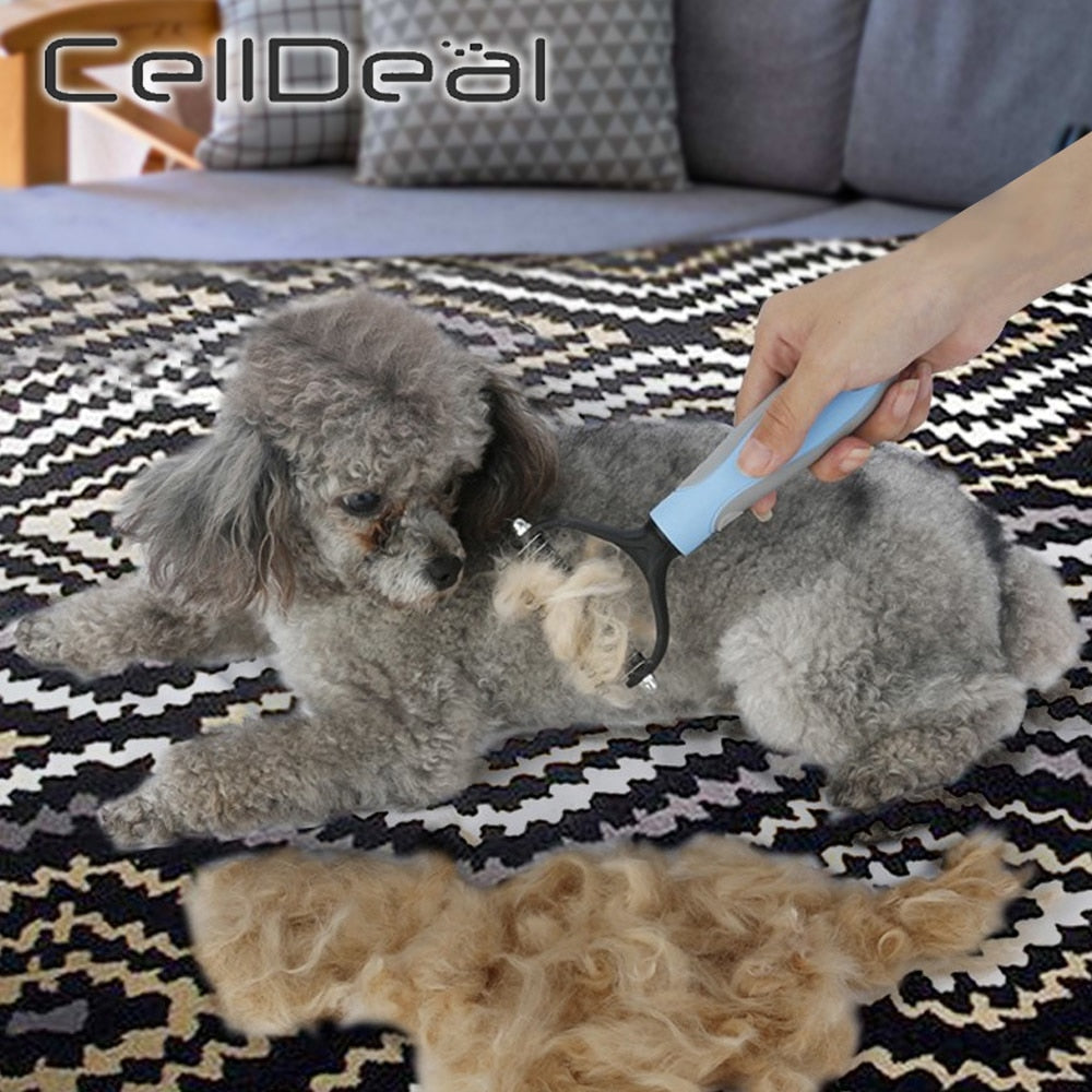 Hair Removal Comb for Dogs Cat Detangler Fur Trimming Dematting Deshedding Brush Grooming Tool For matted Long Hair Curly Pet - DreamWeaversStore