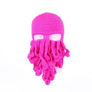 Novelty Handmade Funny Tentacle Octopus Hat Crochet Cthulhu Beard Beanie Men's Women's Knit Wind Mask Cap Halloween Animal Gift - DreamWeaversStore