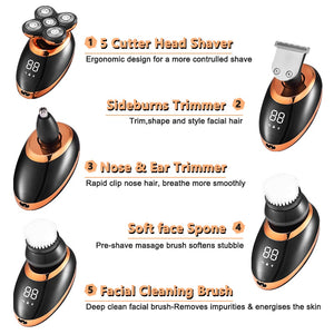 Electric Shaver For Men Beard Hair Trimmer Electric Razor 5D Floating Five Blade Heads Electric Nose Hair Trimmer LCD Display - DreamWeaversStore