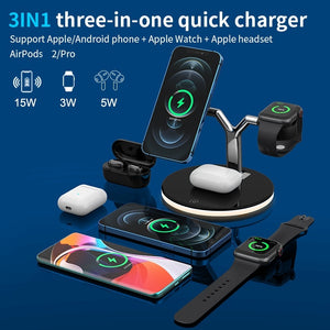 Tongdaytech 25W 3in1 Magnetic Qi Fast Wireless Charger For Iphone 13 12 Mini Pro MAX Charging Station For Apple Watch 6 5 4 3 2 - DreamWeaversStore