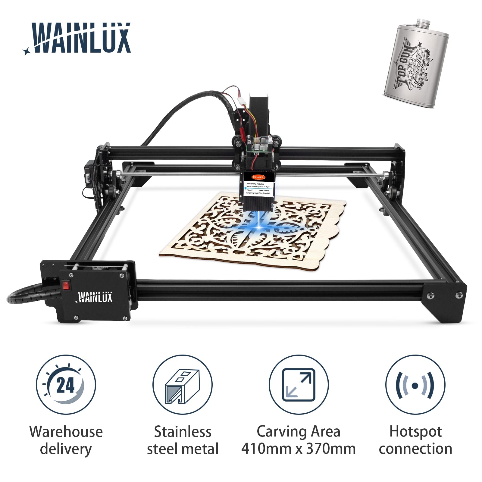 Wainlux Laser Engraver DIY Laser Engraving Cutting Machine Printer 7w 30w 40w CNC Router For Logo carving Cut wood/Leather/Metal - DreamWeaversStore