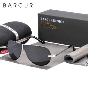 BARCUR Glass Stainless Steel Polarized Sunglasses Men Driving Male Sunglasses oculos Male Eyewear Accessories For Men - DreamWeaversStore