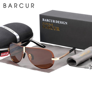 BARCUR Glass Stainless Steel Polarized Sunglasses Men Driving Male Sunglasses oculos Male Eyewear Accessories For Men - DreamWeaversStore