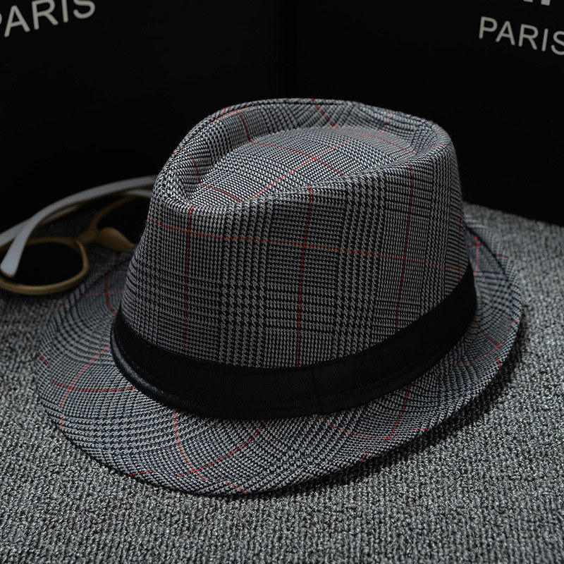 2018 England Retro Men's Fedoras Top Jazz Plaid Hat Spring Summer Autumn Bowler Hats Cap Classic Version chapeau Hats - DreamWeaversStore