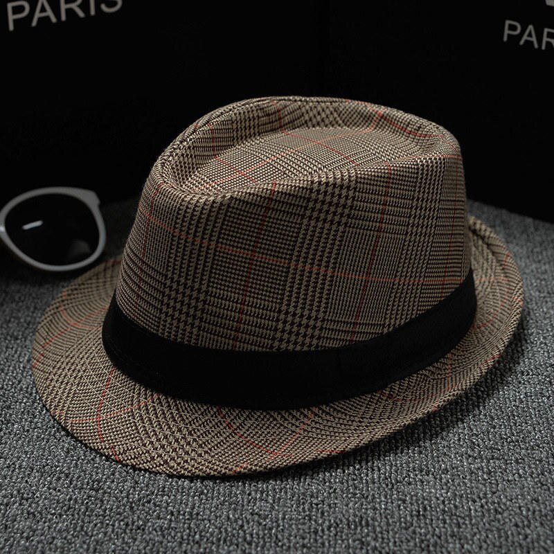 2018 England Retro Men's Fedoras Top Jazz Plaid Hat Spring Summer Autumn Bowler Hats Cap Classic Version chapeau Hats - DreamWeaversStore