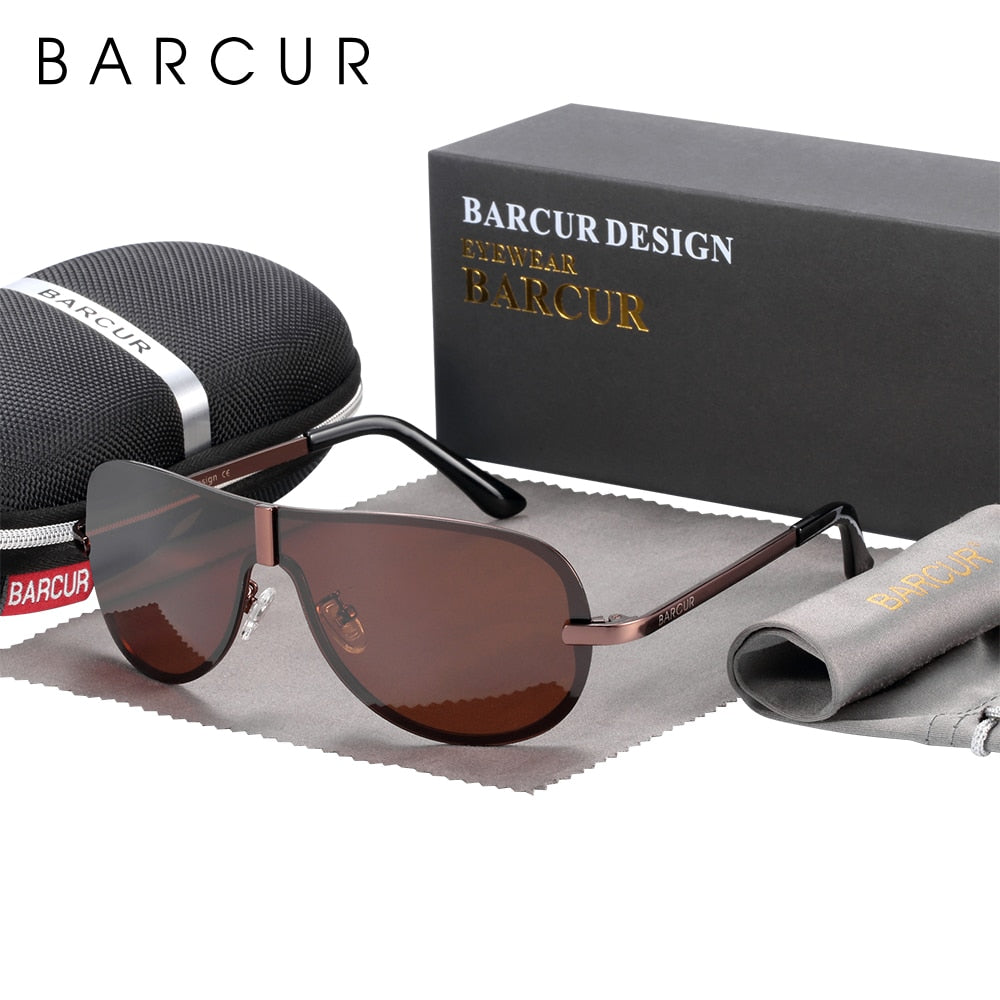 BARCUR Glass Stainless Steel Polarized Sunglasses Men Driving Male Sunglasses oculos Male Eyewear Accessories For Men - DreamWeaversStore