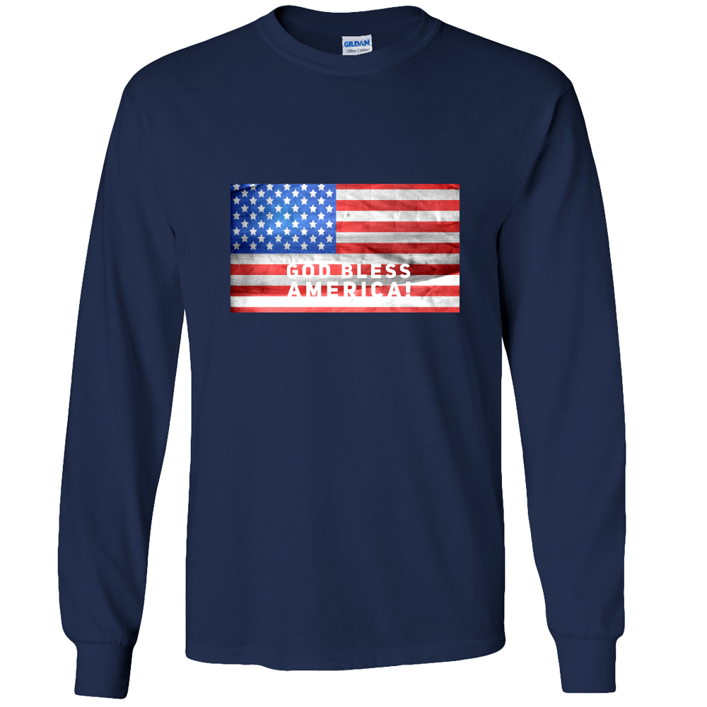 God Bless America!  Adult Long Sleeve Tee - DreamWeaversStore