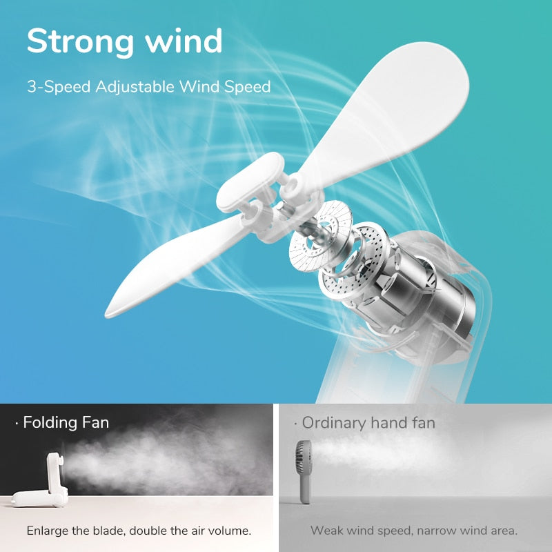 USB Mini Fan Portable Handheld Electric Fan Rechargeable Quiet Pocket Cooling Hand ventilador with Light Office Outdoor - DreamWeaversStore