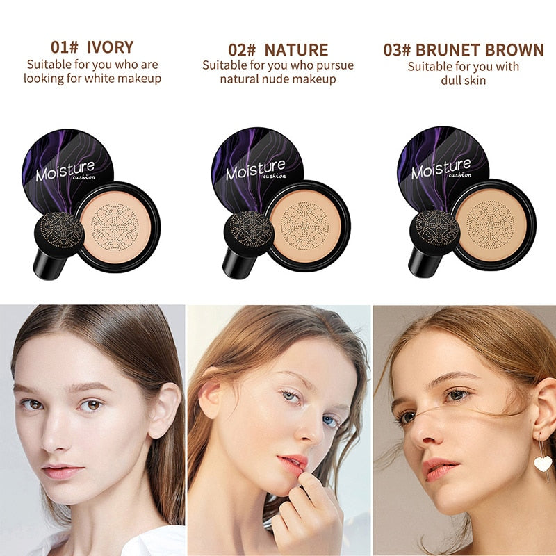 BB Cream Foundation Concealer Air Cushion Mushroom Head CC Whitening Makeup Cosmetics Waterproof Brighten Face Base Tone - DreamWeaversStore