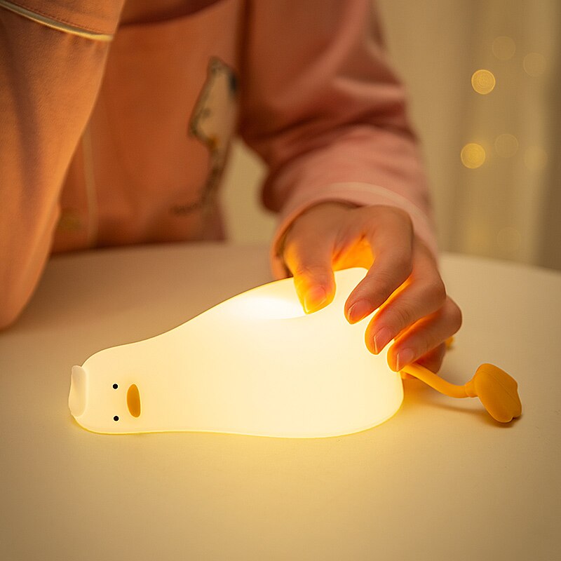 Duck Nightlights Led Night Light Rechargeable Cartoon Silicone Lamp Patting Switch Children Kid Bedroom Decoration Birthday Gift - DreamWeaversStore