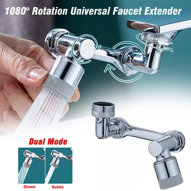 New Universal 1080° Rotation Extender Faucet Aerator Plastic Splash Filter Kitchen Washbasin Faucets Bubbler Nozzle Robotic Arm - DreamWeaversStore