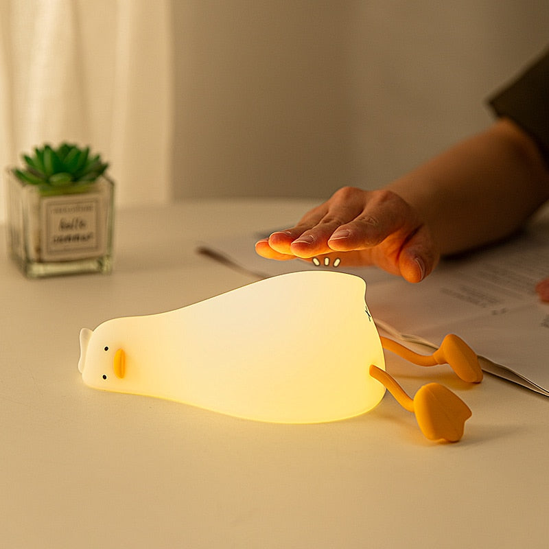 Duck Nightlights Led Night Light Rechargeable Cartoon Silicone Lamp Patting Switch Children Kid Bedroom Decoration Birthday Gift - DreamWeaversStore