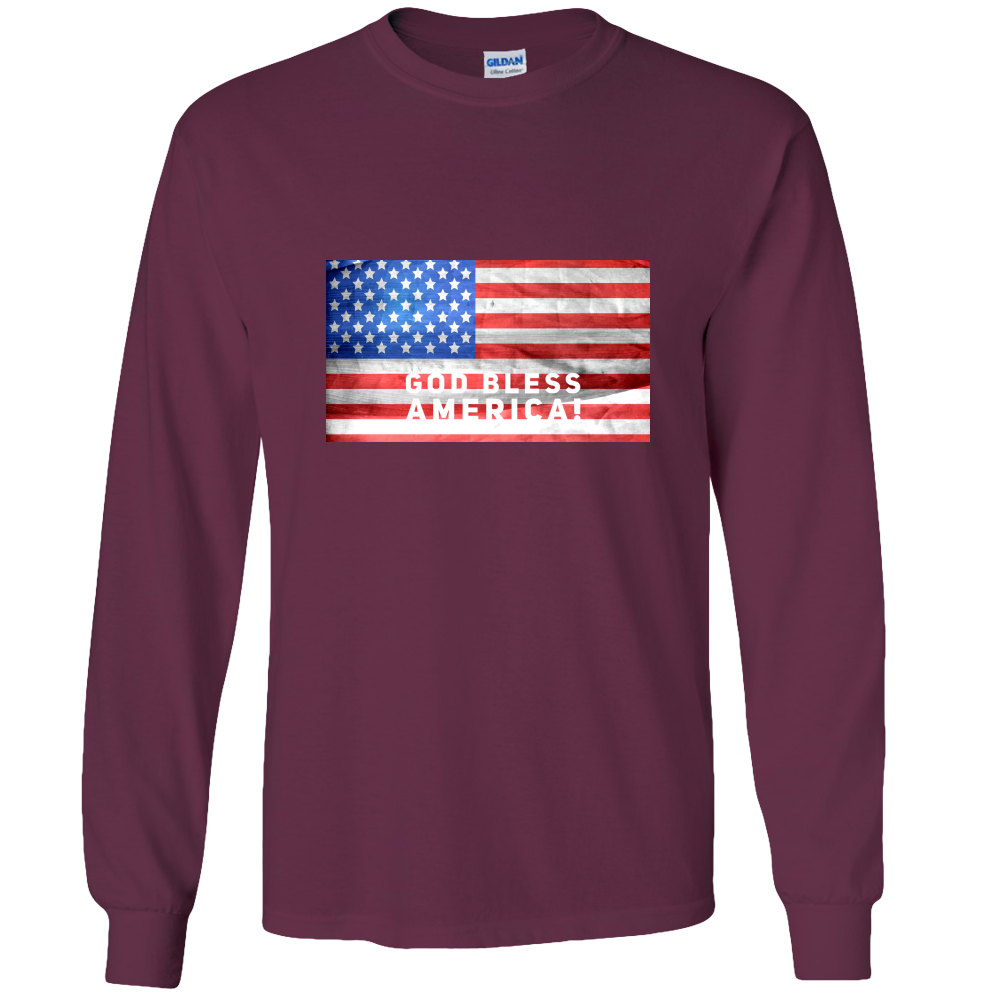 God Bless America!  Adult Long Sleeve Tee - DreamWeaversStore