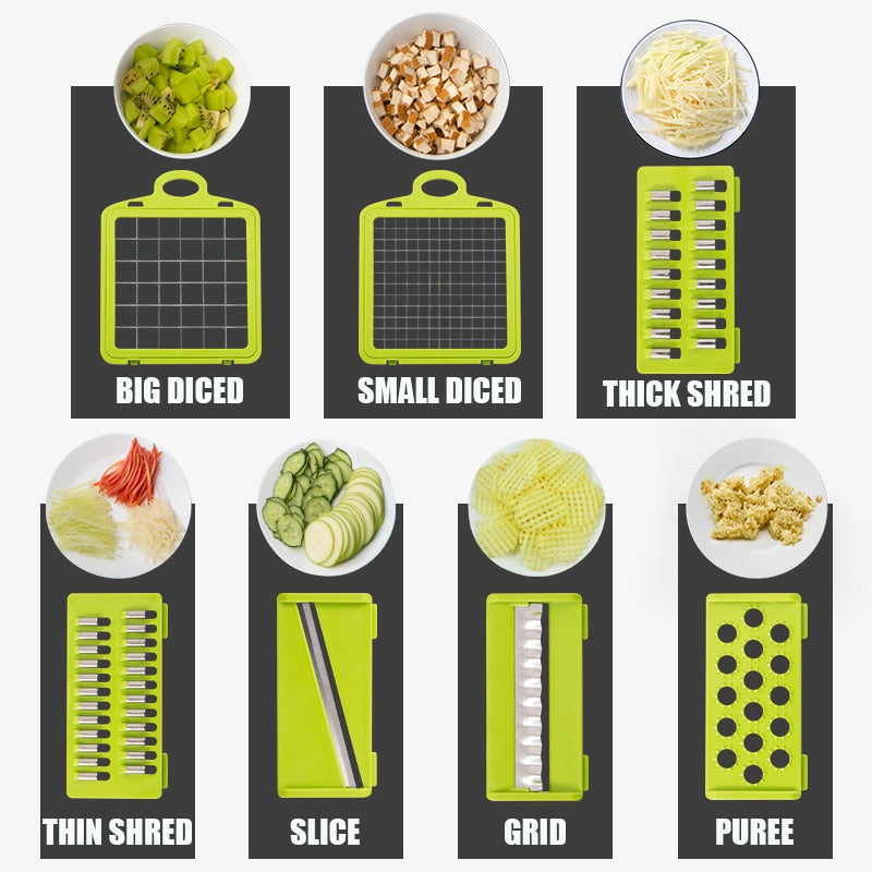 Multifunctional Vegetable Cutter Fruit Slicer Grater Shredders Drain Basket Slicers 8 In 1 Gadgets Kitchen Accessories - DreamWeaversStore