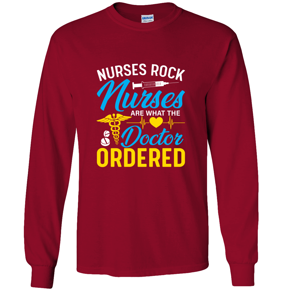 Nurses Rock Adult Long Sleeve Tee - DreamWeaversStore