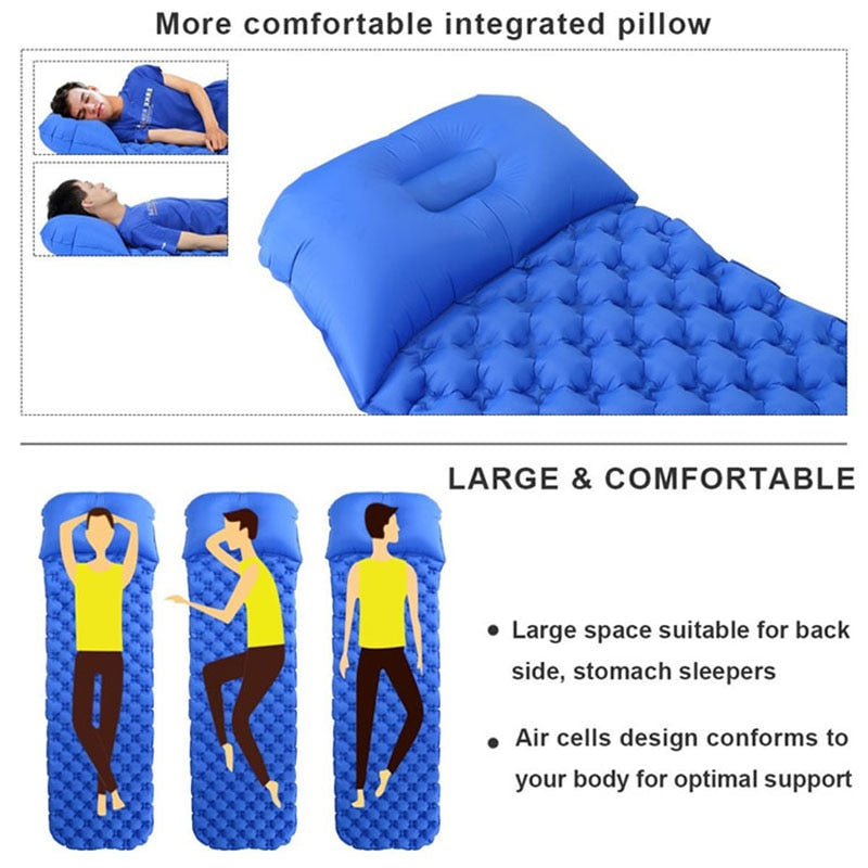 Inflatable Outdoor Sleeping Pad Ultralight Sleeping Mats For Camping Tent Car Travel Mattress Folding Bed Bring Your Own Pillow - DreamWeaversStore